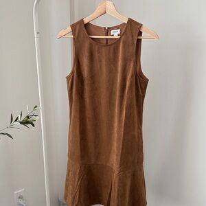 J. Crew Faux Suede Drop Waist Mini Dress Brown Sleeveless Western Size 4